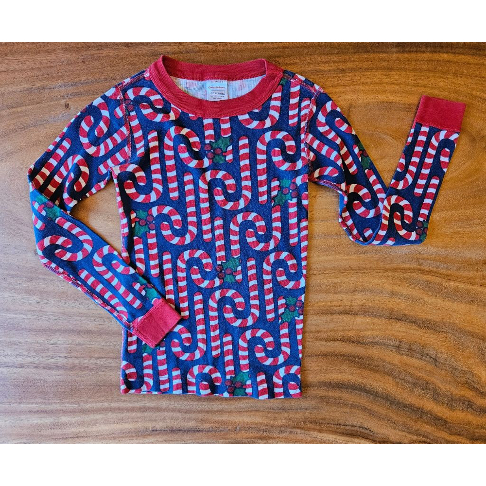 Kids Hanna Andersson Size 8 Blue Red White Candy Cane Pajama Top